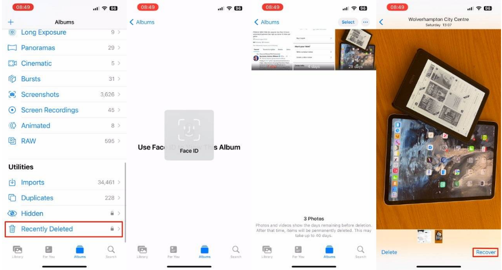 奉节苹果14维修分享 iPhone14 上恢复已删除的照片 