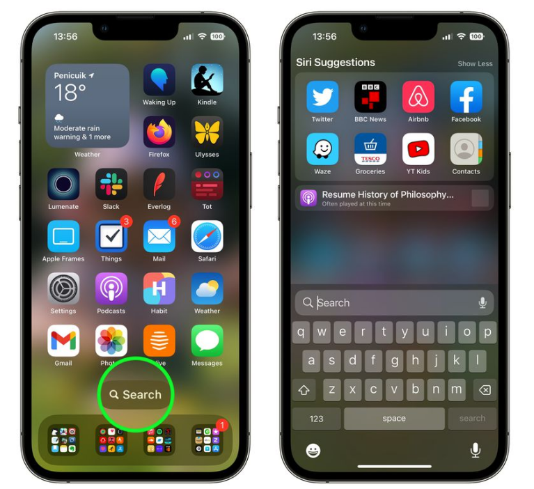 奉节苹果手机维修分享升级到 iOS 16 后，如何删除主屏幕上的搜索按钮 