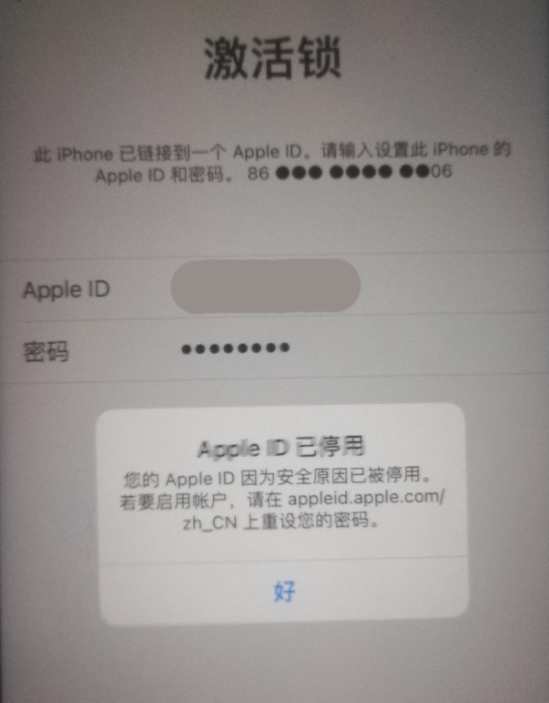 奉节苹果手机维修分享iPhone 12 出现提示“Apple ID 已停用”怎么办 