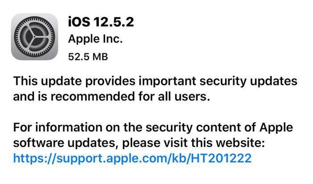 奉节苹果手机维修分享iOS12.5.2发布，建议所有老苹果用户安装 